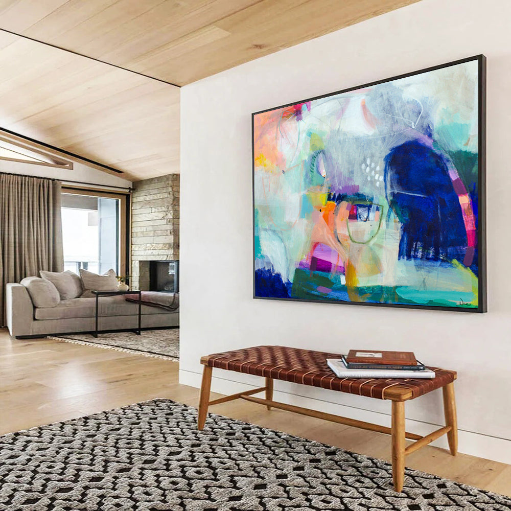 “Colorful Abstract Fusion - Pastels and Bold Hues in Dynamic Forms” Painting On Canvas DKH026