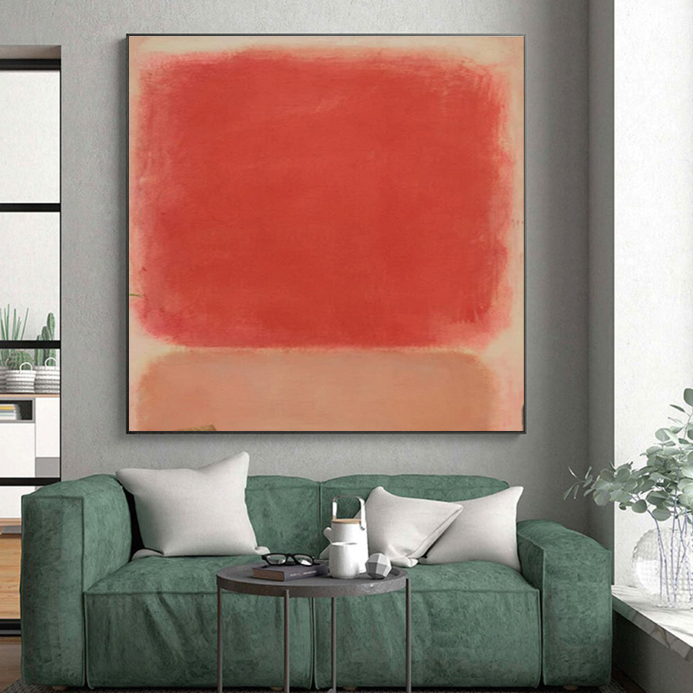 “Soft Red Square” ，Color - Field Abstract Acrylic Art CT0895