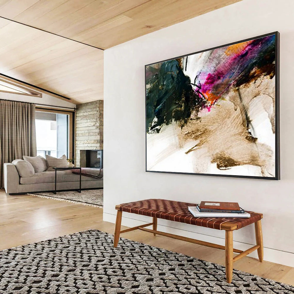 “Expressive Color Splashes” Abstract Action Painting On Canvas DKH376