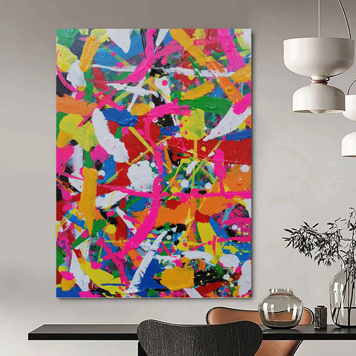 Color Explosion Splatter - Abstract Expressionist Painting On Canvas DKH1277