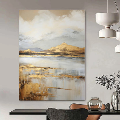 Golden Mountainscape - Abstract Landscape Oil CT1256