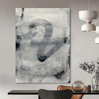 “Monochrome Gray Abstract Swirl” - Minimalist Abstract Painting On Canvas DTP189