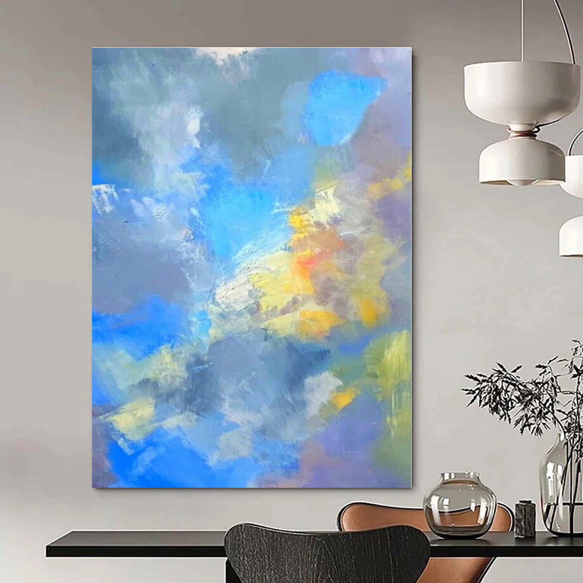 Blue - Grey Color Fusion - Abstract Color - blend Acrylic Painting CT1387