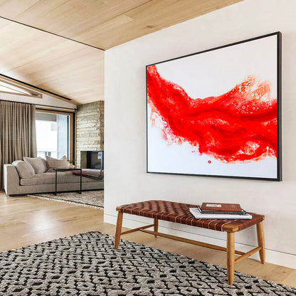 “Vibrant Red Abstract Flow” Abstract Watercolor Painting On Canvas DKH568