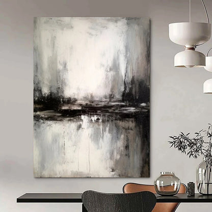 “Misty Monochrome Lake” ，Abstract Landscape Oil Painting CT0922