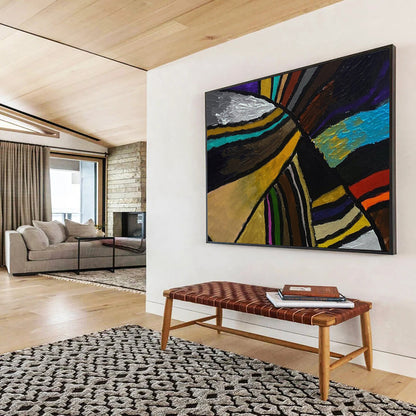 “Colorful Geometric Fusion - Bold Stripes in Various Hues” Painting On Canvas DKH013