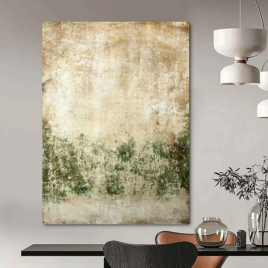 Vintage - Inspired Textured Abstract - Abstract Painting On Canvas DKH1479