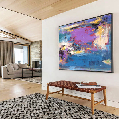 “Vibrant Purple and Blue Abstract Landscape” Painting On Canvas DKH161