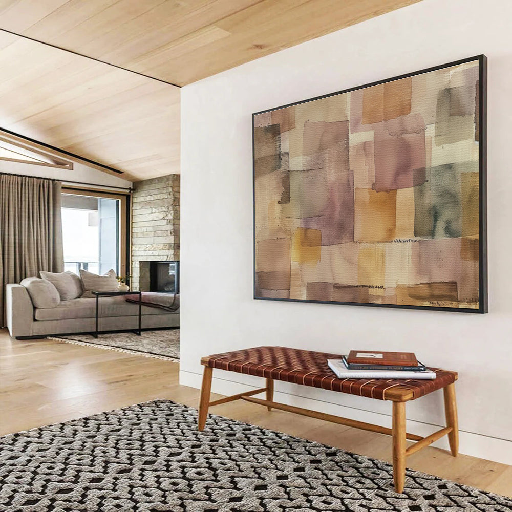 Soft Color Block Abstract “Gentle Harmonious Squares” Painting On Canvas DKH147