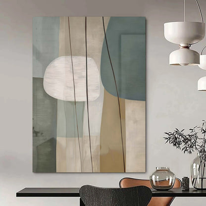 “Soft - Toned Geometric Forms with Thin Lines” – Abstract Geometric Painting CT1054