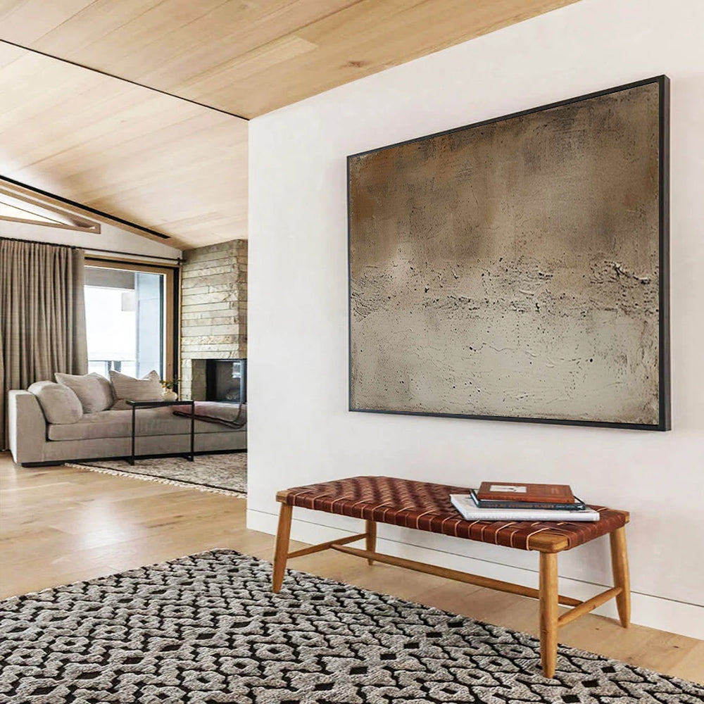 “Neutral Textured Calm” - Brown & Beige Minimalist Abstract Painting On Canvas DLZ255