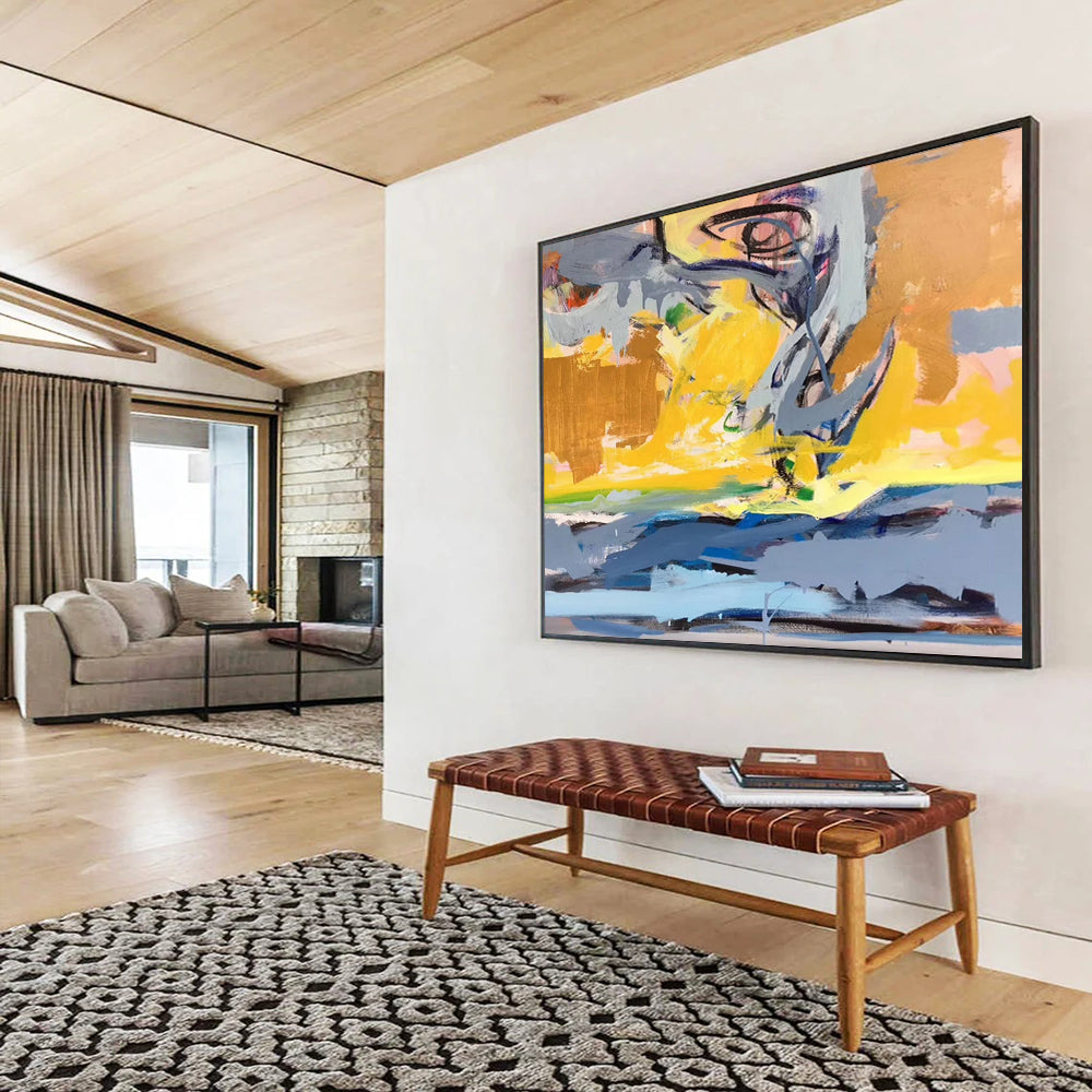 “Colorful, Abstract Sunset ‘Vibrant Horizon Mix’” - Expressionist Abstract Painting On Canvas DLZ034