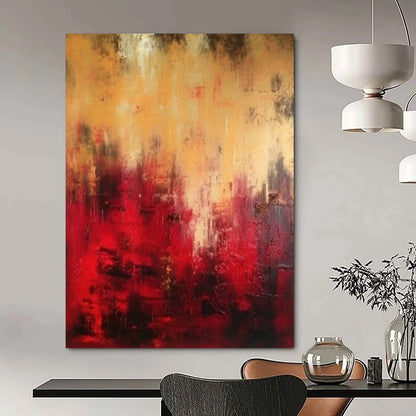 “Red - Gold Abstract Intensity” - Abstract Expressionist Painting On Canvas DTP073