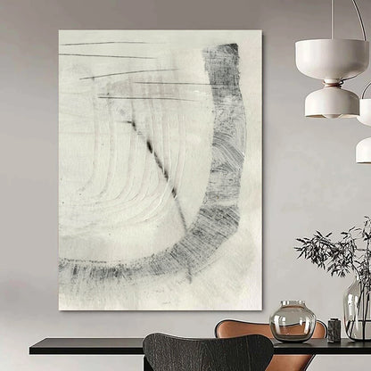 “Subtle Gray Abstract Etchings” - Gray, White Abstract Painting On Canvas DTP214
