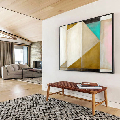 Geometric Shapes in Gold and Pastels Painting On Canvas DKH283