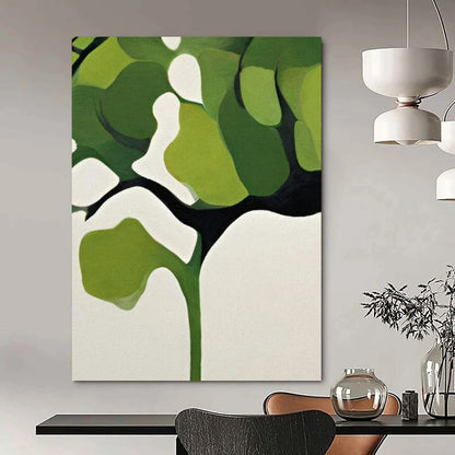 Green & White Botanical Shapes - Minimalist Plant - Inspired Painting On Canvas CT2254