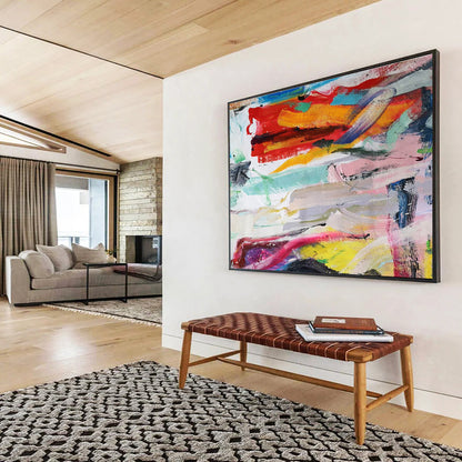 Bold Color Block Abstract Painting On Canvas DKH305