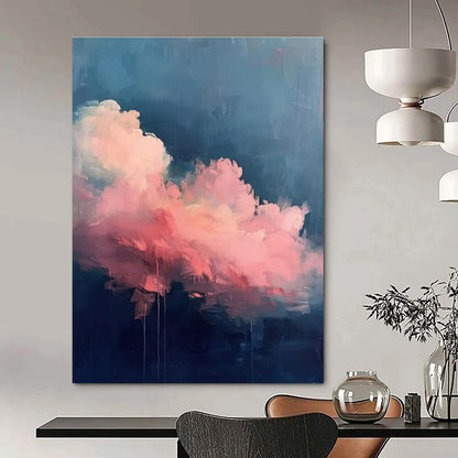 Pink Clouds on Dark Sky - Impressionistic Cloud Acrylic Painting CT1424