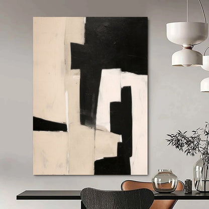 “Black - Beige Geometric Contrast” – Geometric Abstract Art CT1038