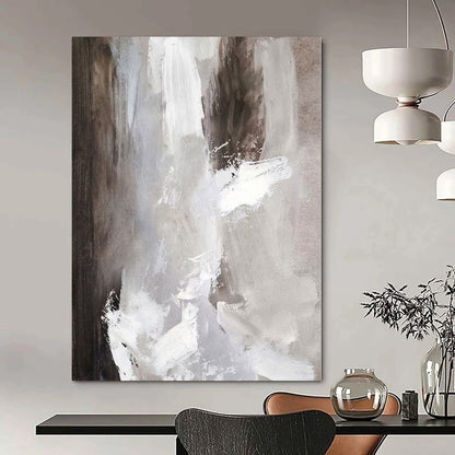 “Gray and White Dynamic Brushstrokes” – Abstract Expressionist Painting CT1118