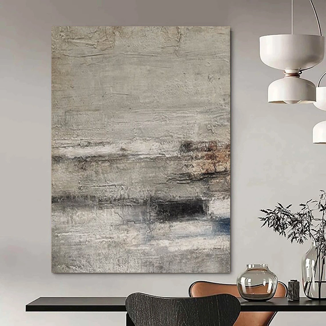 “Gray - White Textured Horizons” – Abstract Textured Painting CT0975