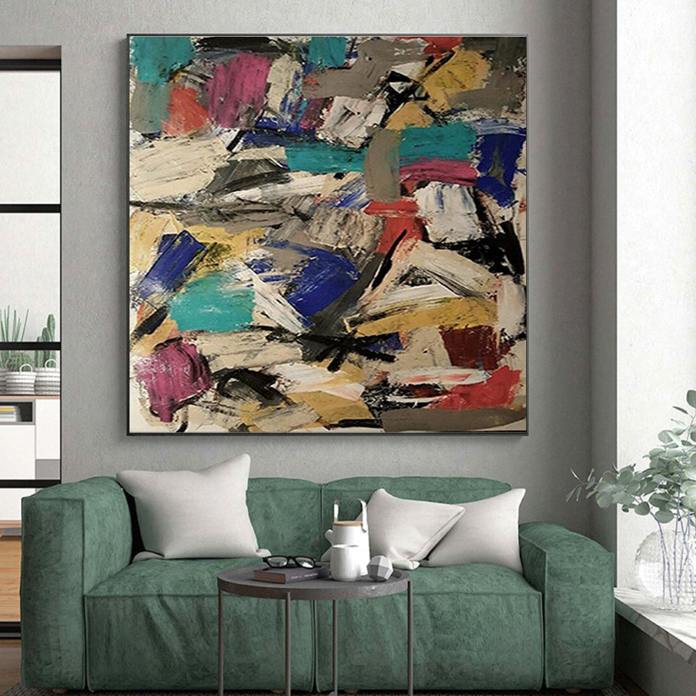 Vibrant Geometric Collision, “Color Clash Carnival” - Abstract Expressionist Acrylic Painting CT0727