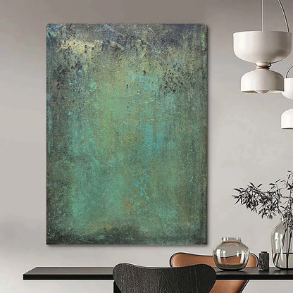 “Verdant Patina” - Green, Teal & Brown Abstract Textured Painting On Canvas DKH1192
