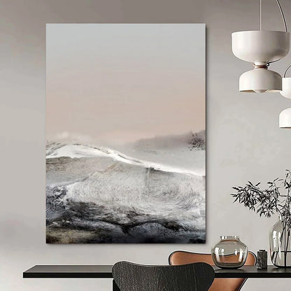 “Misty Monochrome Mountainscape” - Abstract Landscape Painting On Canvas DTP178