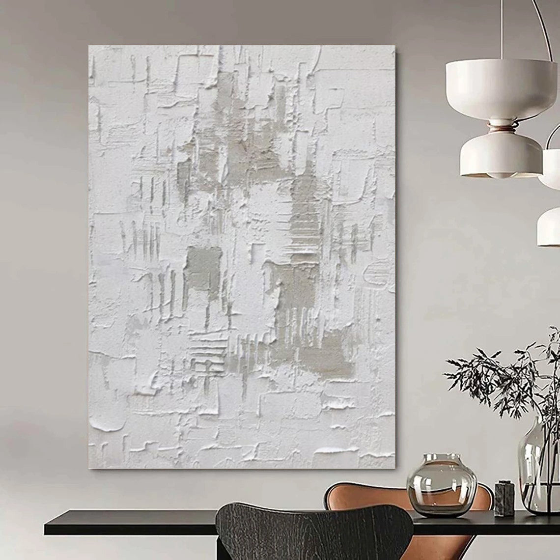 “Textured White Minimalism” - Subtle Abstract Painting On Canvas DKH1063