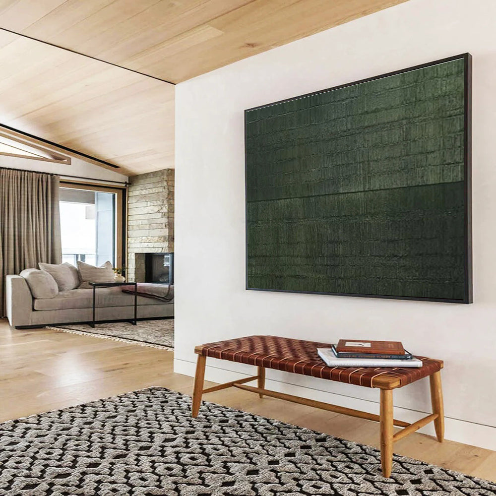 Dark Green Textured Abstract Painting On Canvas DKH656