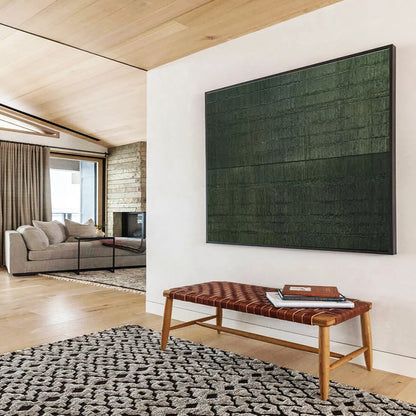 Dark Green Textured Abstract Painting On Canvas DKH656