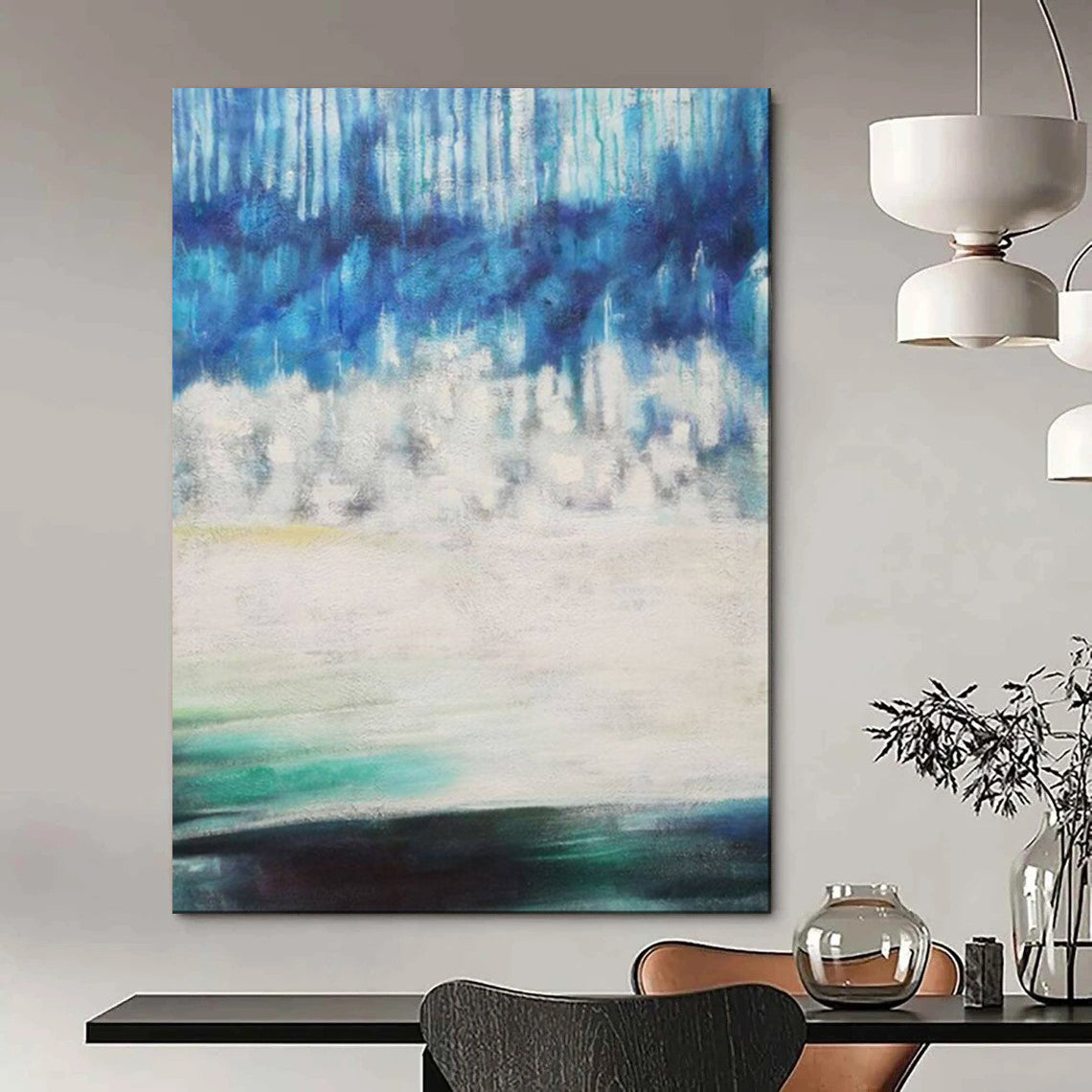 “Blue - White Layered Natural Mood” - Abstract Natural Landscape Oil Painting CT1974