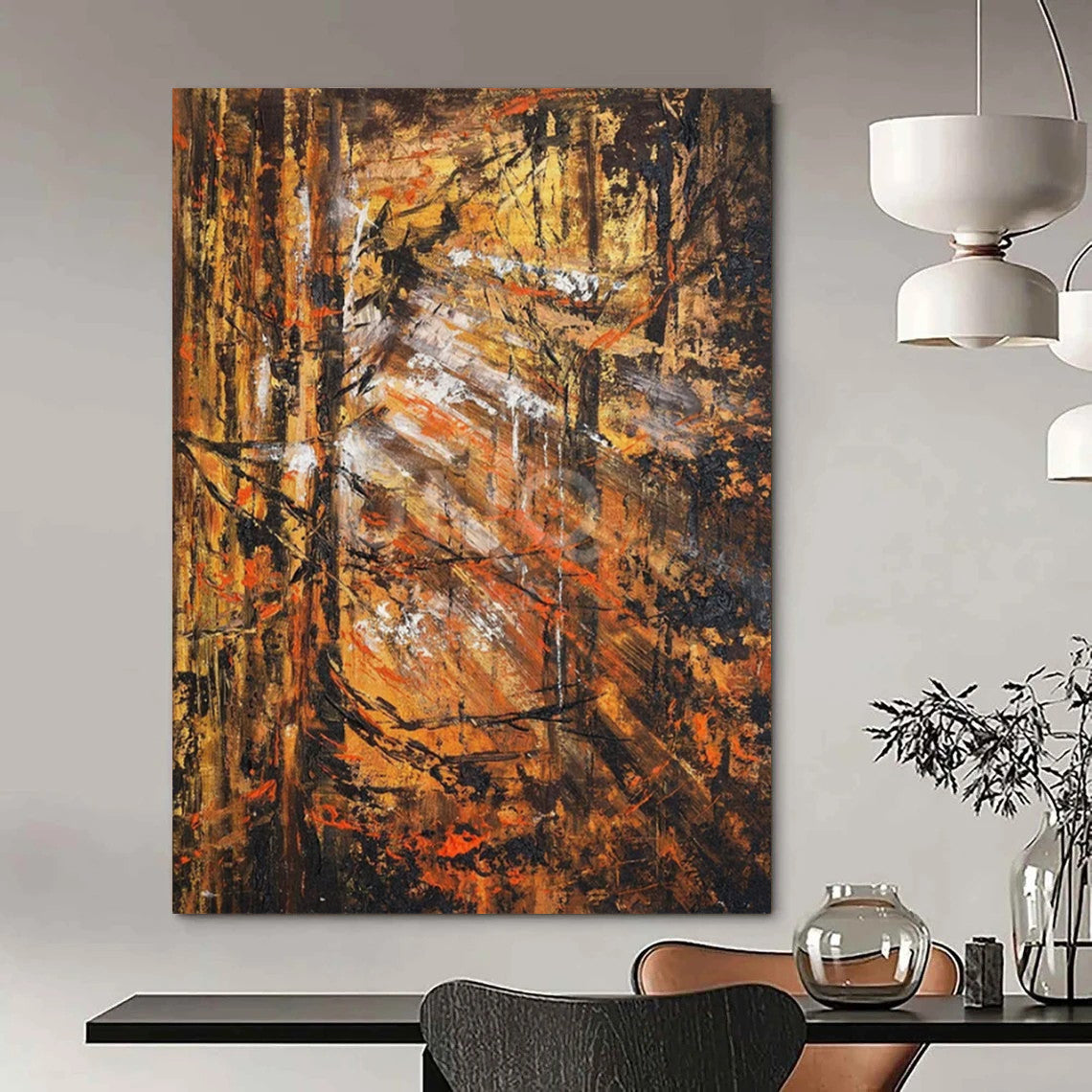“Autumn Forest Abstract” ，Abstract Landscape Oil Painting CT0921