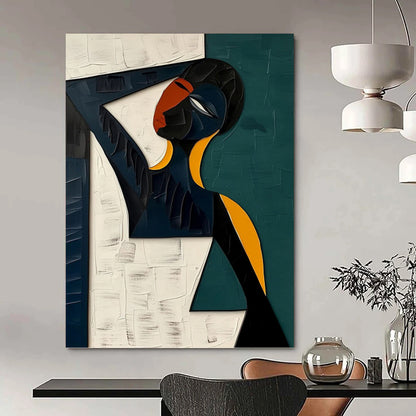 Cubist - Style Figure in Bold Colors - Figurative Painting On Canvas DKH1466