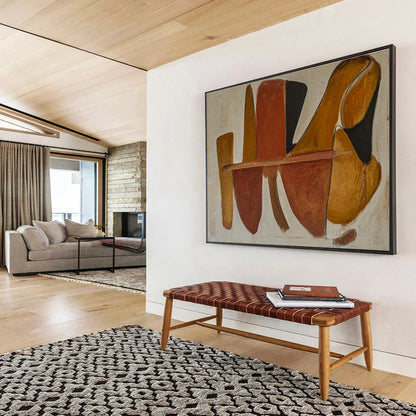 Earth - Toned Geometric Abstract “Warm Geometric Harmony” Painting On Canvas DKH094