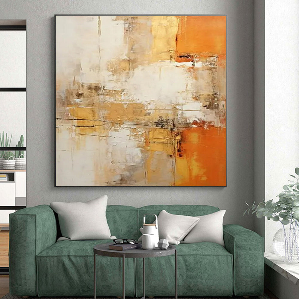 “Gold - Orange - Beige Abstract Textures” ，Abstract Acrylic Painting CT0817