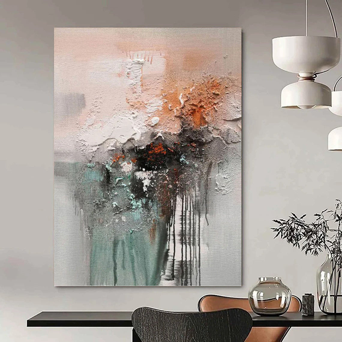 “Textured Abstraction” - Multicolor Textured Abstract Painting On Canvas DKH1564