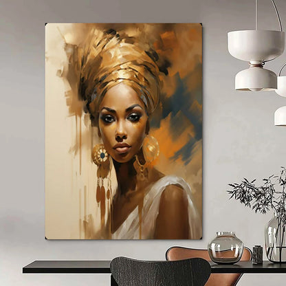 “Golden - Themed Portrait” – Impressionistic Oil Painting On Canvas CT2159