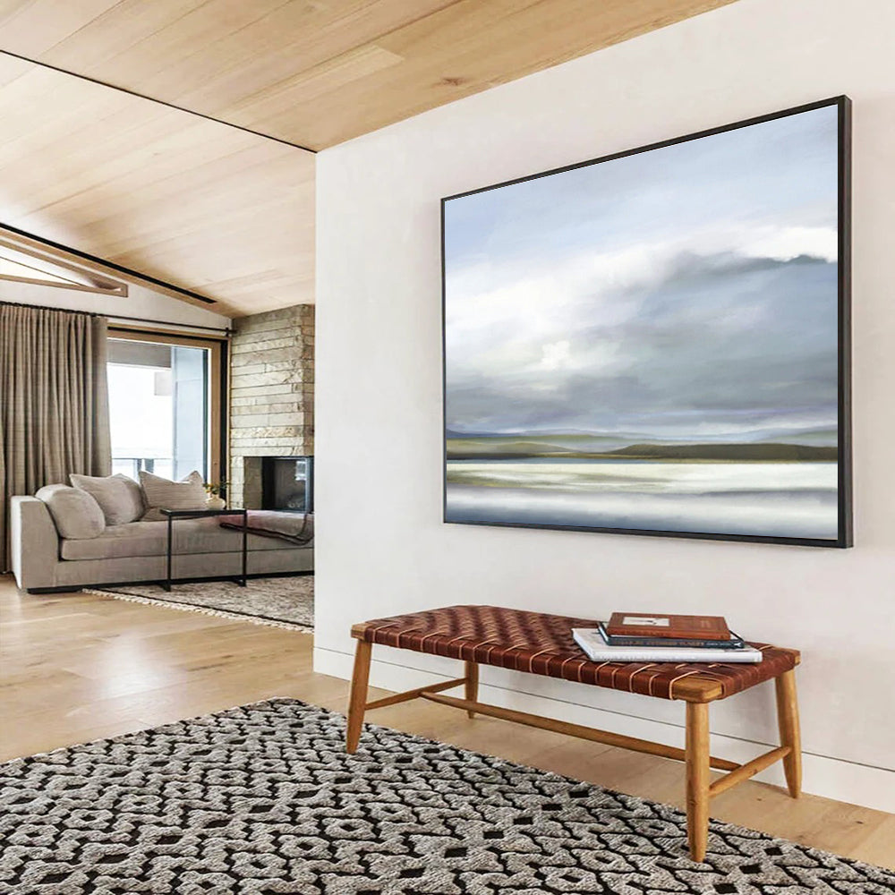 “Soft Hues: Tranquil Landscape” Minimalist Landscape Painting On Canvas DKH360