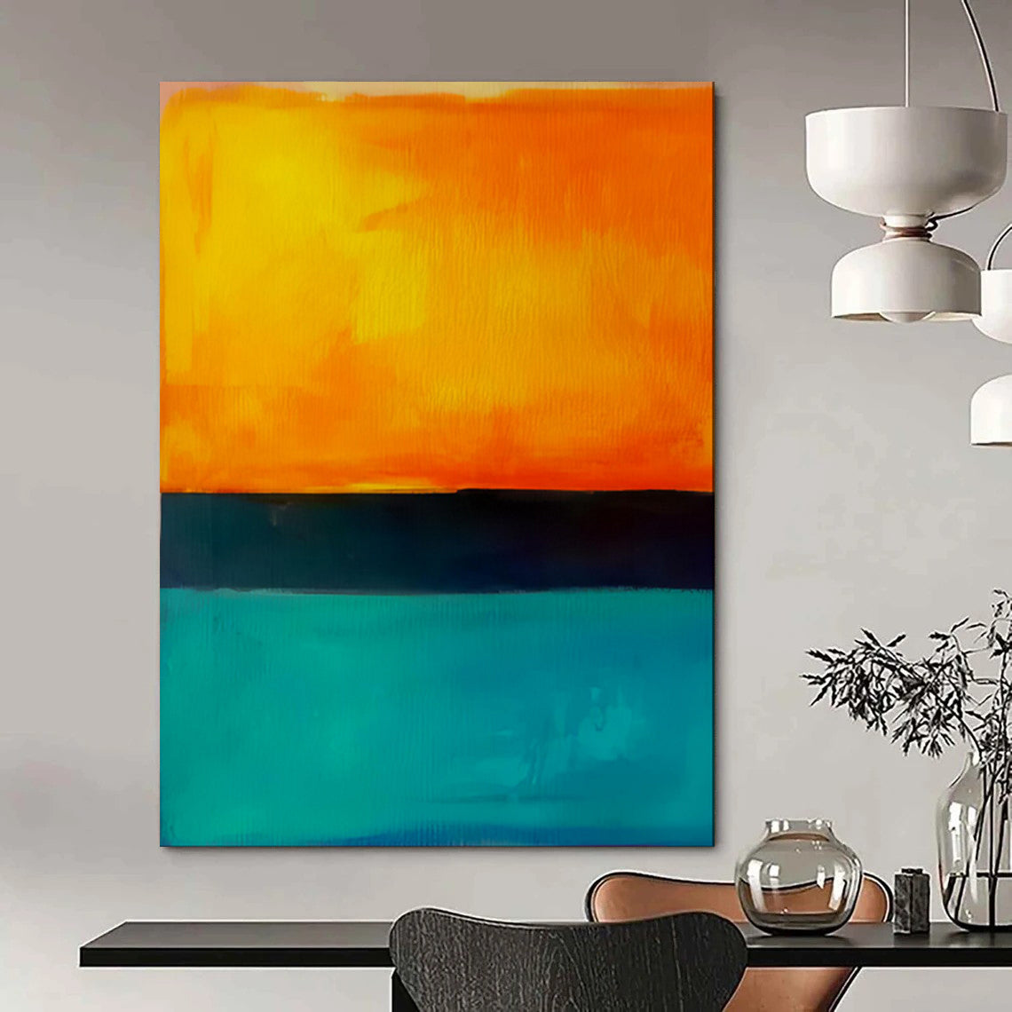 “Orange - Black - Teal Blocks” - Modernist Pop Art CT1949