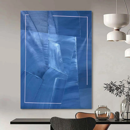 Blue Geometric Layers - Abstract Geometric Acrylic On Canvas CT1322
