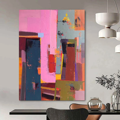 “Vibrant Cubist Blocks” - Abstract Cubist - Style Painting On Canvas DTP050