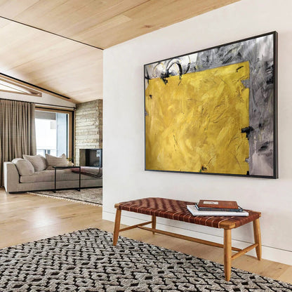 “Bold Yellow and Gray Abstract” Modern Abstract Painting On Canvas DLZ153