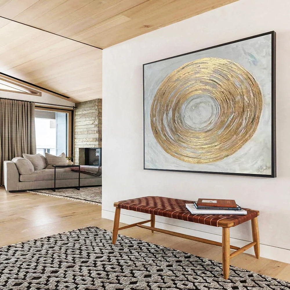 “Golden Circular Abstraction” Abstract Painting On Canvas DLZ109