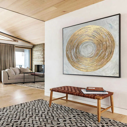 “Golden Circular Abstraction” Abstract Painting On Canvas DLZ109