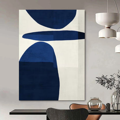 “Bold Blue Shapes on White” – Abstract Geometric Painting CT1063
