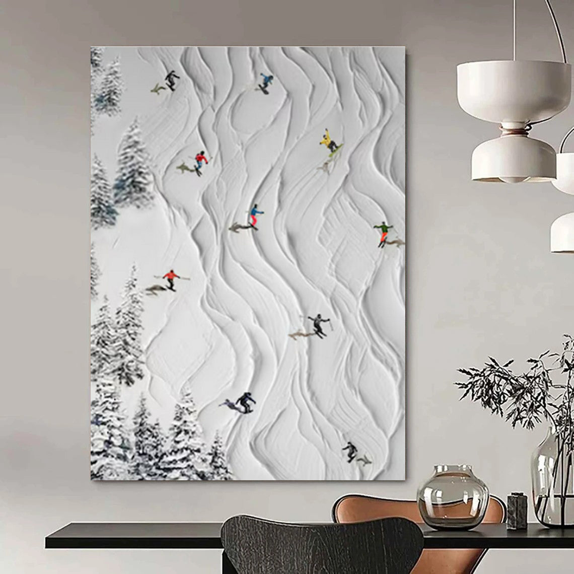 Textured Ski Slope - Mixed - Media Textured Painting CT1401