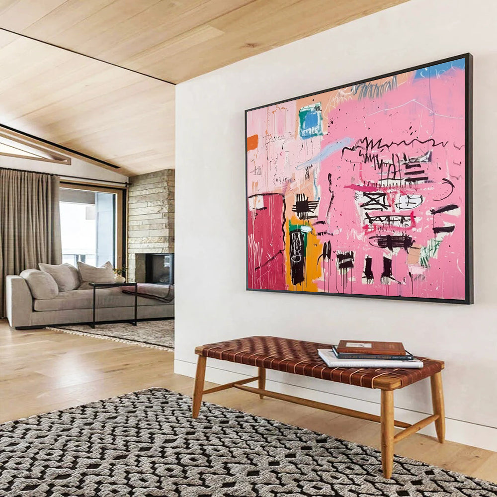 Pink Abstract Graffiti - Street Art - Inspired Painting On Canvas DLZ198