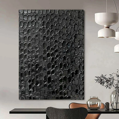 “Textured Black Patterned Abstract” - Abstract Painting On Canvas CT2361