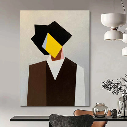 “Geometric Gentleman Silhouette” – Cubist Portrait Acrylic CT2076